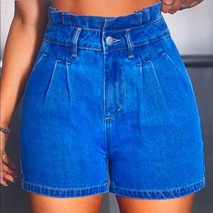 High-Waisted Blue Denim Shorts